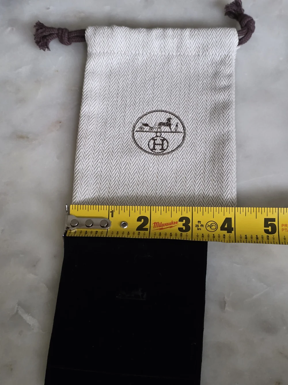 Authentic Hermes Canvas Drawstring & Velvet Accessory Pouch Set